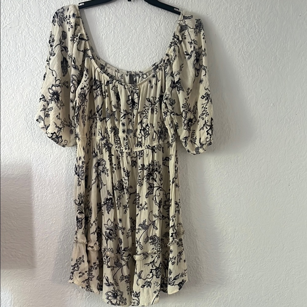 Floral Print Cream Dress